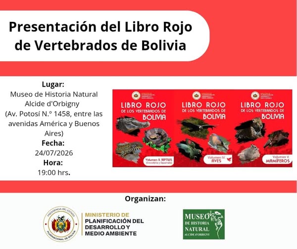 Presentación del “Libro Rojo de Vertebrados de Bolivia”, en Santa Cruz, el 24-julio