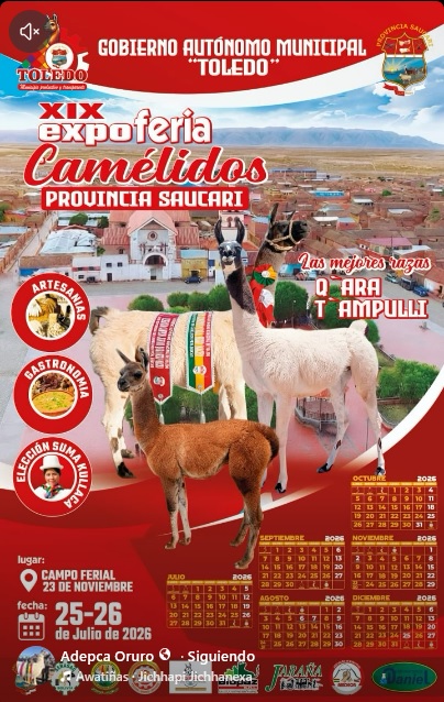 ExpoFeria Camélidos, en Toledo – Potosí, el 25 y 26-julio