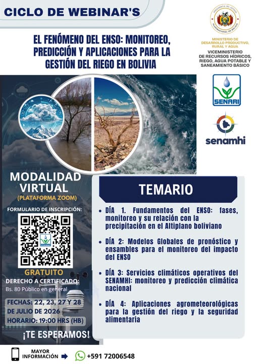 Seminario “El fenómeno de El Niño Oscilación del Sur (ENSO)”, virtual, el 27 y 28-julio