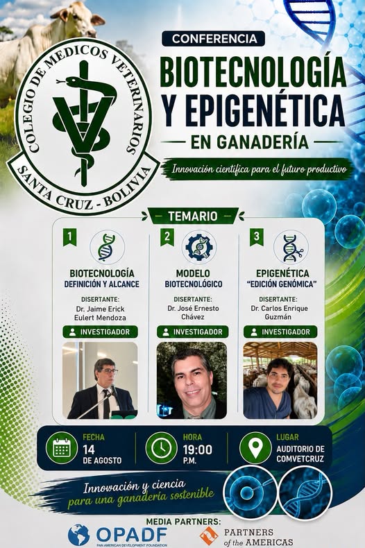Conferencia “Biotecnología y epigenética en ganadería”, en Santa Cruz, el 14-agosto
