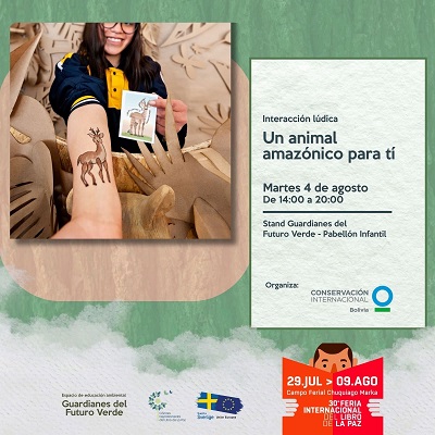 Interacción Lúdica “Un animal amazónico para ti”, en la Feria del Libro – La Paz, el 4-agosto