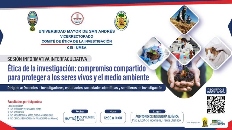 Sesión “Ética de la investigación: compromiso compartido para proteger a los seres vivos y el medio ambiente”, en La Paz, el 15-sept.